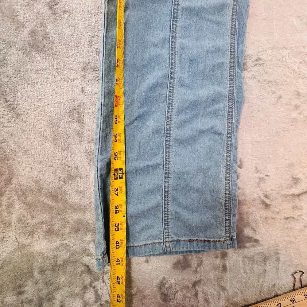 N.Y.K Women Size XL Blue Light Wash Seamed Flare Bootcut Denim Jeans Stretch